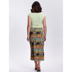 Ensemble deux pièces décontracté d'été pour femme FOXA : Haut sans manches à col rond et jupe midi à taille élastique en crêpe respirant - Product Image 5