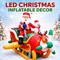 Avion géant gonflable personnalisé de Noël avec Père Noël pilote et éclairage LED intégré, accessoire gonflable pour centre commercial, magasin, attraction de vacances
