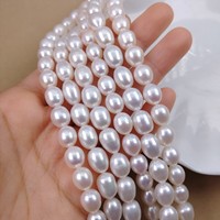 Perles de riz naturelles d'eau douce de 8-9 mm, forte luminosité, légère imperfection, forme goutte d'eau, matériau semi-fini pour création artisanale DIY