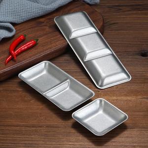 Stainless Steel Condiment Dish Rectangle Three Compartment For Dipping <b>Sauce</b> Hot Pot Snack Serving - Product Image 2