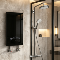 Chauffe-eau électrique intelligent à écran LED tactile en acier inoxydable avec verre trempé, 8500W-12000W, 110V/220V, IPX4