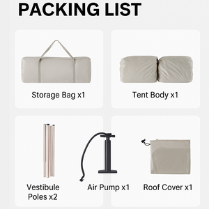 معدات التخييم-خيمة أوتوماتيكية بالكامل قابلة للنفخ لـ 3-5 أشخاص. التخييم في الهواء الطلق سميكة نفخ المطر خيمة. - Product Image 2