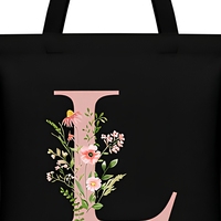 Cadeaux de diplôme personnalisés pour femmes, sacs fourre-tout en toile avec initiale L, doublure en polyester (noir)
