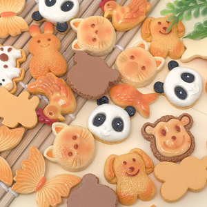 Abalorios de resina con forma de alimentos y animales, galletas planas de resina, lindos cabujones surtidos de galletas y cabezas de animales para manualidades. - Product Image 1