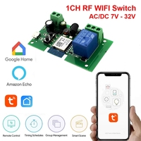 Tuya RF 433mhz Module de commutation WIFI AC/DC 7-32V 1/2/4 canaux relais sans fil Smart Life APP télécommande Alexa Googole maison