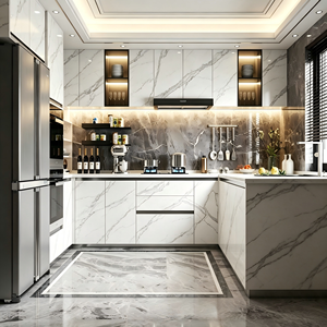 Cucina Moderna con Isola a Forma di U in Pietra Sinterizzata Bianca, <span class=keywords><strong>Design</strong></span> Contemporaneo, Mobili Modulari Intelligenti - Product Image 2