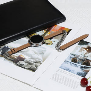 Pour <span class=keywords><strong>Huawei</strong></span> Watch <span class=keywords><strong>GT3</strong></span> <span class=keywords><strong>42mm</strong></span> Bracelets En Acier Inoxydable En Cuir Véritable Double Tour Bracelet 20mm De Luxe En Métal Bande pour Femmes Bracelet - Product Image 1