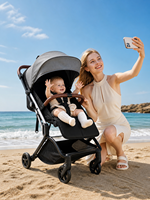 Poussette de jogging compacte noire professionnelle OEM - Poussette légère pour bébés de 0 à 3 ans pour les trajets quotidiens et les promenades en parc