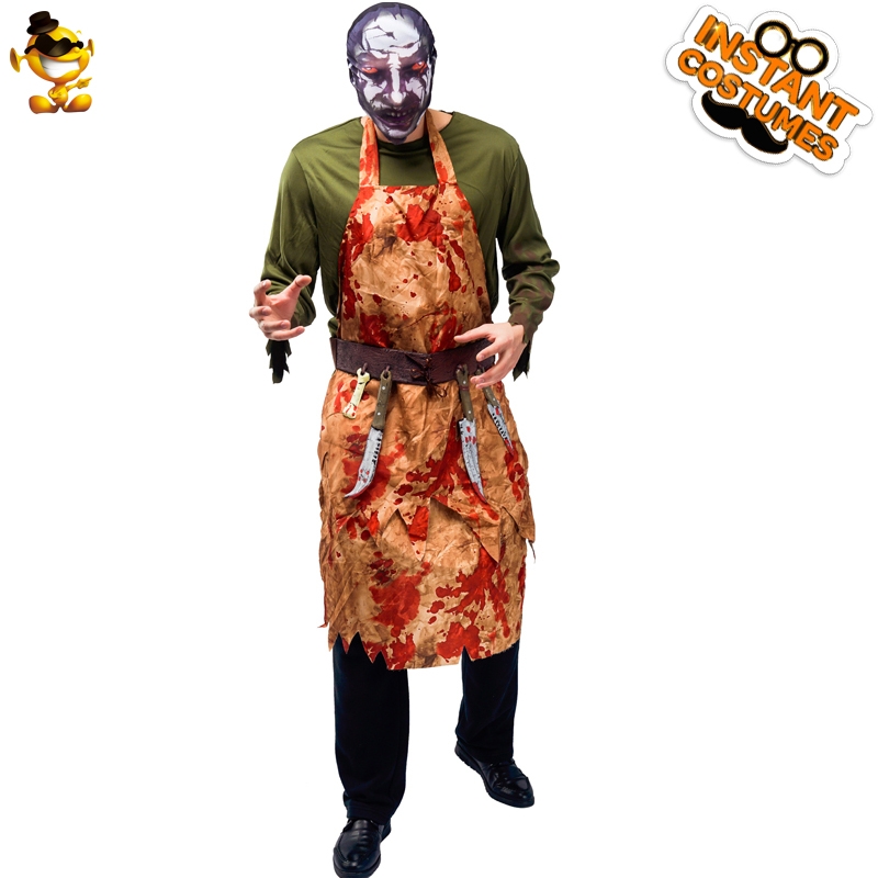 Halloween Schlachter Kostüm Set - Blutige Metzger Schürze Mit Messer