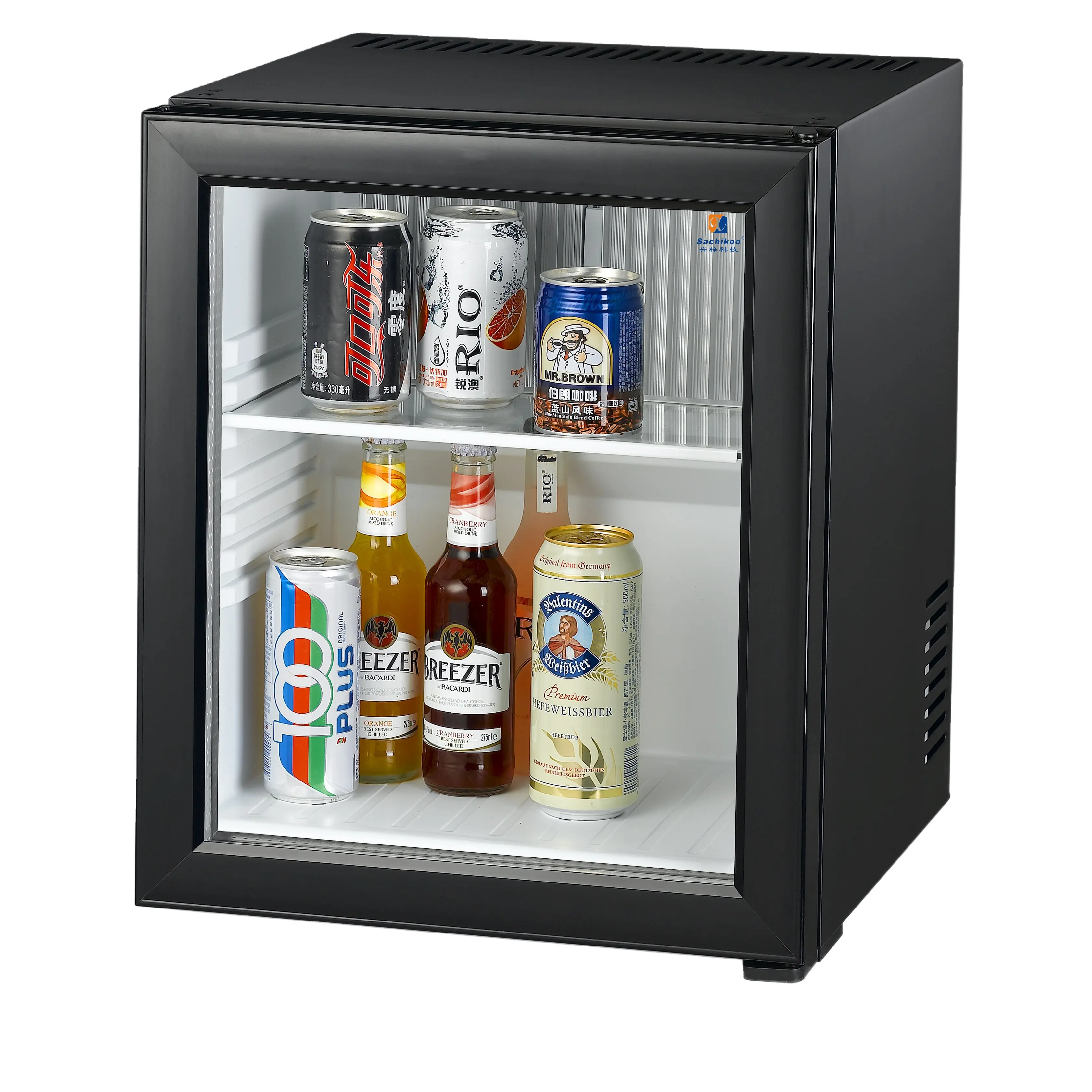 Porta Hotel frigo Minibar frigorifero piccoli frigoriferi compatti Mini Nevera frigo vetro 30l Bar Auto Usb 220v raffreddamento ad aria 65W 220