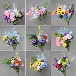 Décoration de scène de jardin Monet avec des roses artificielles, art floral, ensemble pour café, vitrine de magasin, paysage en plastique et soie - Product Image 4