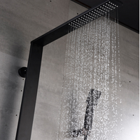 Ensemble de douche mural haut de gamme en laiton pour hôtel - Pommeau de douche pluie et cascade avec douchette à main et barre coulissante