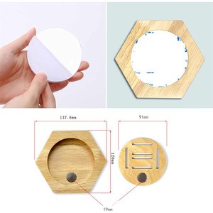 Wooden Hexagonal <b>Wall</b> Mounted Medal Rack For Bedroom And Living Room Storage <b>Display</b> Shelf Geometric Design - Product Image 4