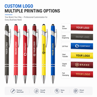 Stylo bille 2-en-1 en métal avec stylet, finition caoutchoutée douce au toucher, logo personnalisé, cadeau promotionnel OEM