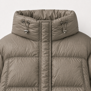 Manteau long à capuche unisexe pour femme, en nylon, couleur unie, style minimaliste, fermeture éclair, rembourrage épais, vêtements d'extérieur - Product Image 4