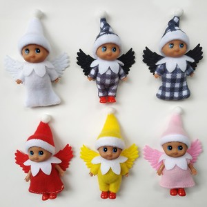 Vente en gros de mini-elfes en plastique décoratifs de Noël, elfes anges colorés, poupées jumelles, poupées de bébé, elfes de Noël - Product Image 1
