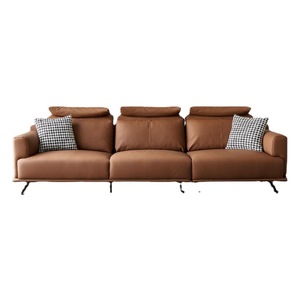 Italian Minimalist Genuine Leather <b>Sofa</b> Top Layer Cowhide Designer Luxury Small Living Room Chaise <b>Lounge</b> Corner Set - Product Image 5