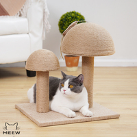 Pohon Garukan Kucing Bentuk Jamur dengan Tiang Tali Jute, Mainan Tikus Gantung, Perlengkapan Bermain untuk Mengasah Cakar Anak Kucing