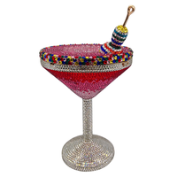 Sac de soirée en forme de coupe de vin en cristal, pochette de soirée en forme de verre à martini avec strass arc-en-ciel et chaîne d'épaule, vente en gros