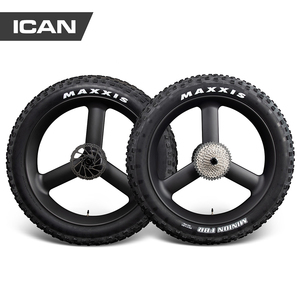 Rodas de Bicicleta Fat Bike ICAN 26 polegadas 90mm 3S Clincher Tubeless Ready para Neve com Três Raios e Pneus MAXXIS MINION Fat 4.8 polegadas - Product Image 1
