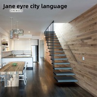 Escalier suspendu en acier et bois sur mesure pour villa duplex, loft, maison à plafond haut, intégré, assemblé, fini, avec 2 garde-corps