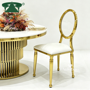 Silla de Comedor de Acero Inoxidable con Respaldo de Acrílico Transparente para Bodas - Product Image 1