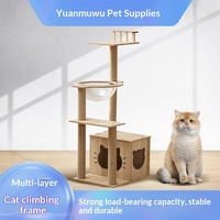 Miaupro Arbre à chat multi-niveaux luxueux en bois avec lit intégré et capsule spatiale, adapté à toutes les saisons