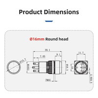 CDOE boutons-poussoirs carrés, momentané, étanche, 1NO1NC, tête ronde, LED RVB, plastique 16mm, démarrage