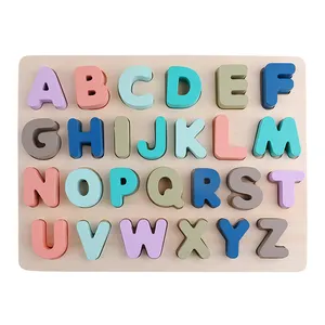 Hoge Kwaliteit Letters Puzzel Blokken 3d Houten Speelgoed Montessori Vroege Educatie Kinderen Abc Blokken Voor Kinderen