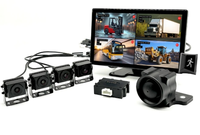 Caméra DVR pour camion à 4 canaux, système de détection d'angle mort avec vue à 360° °   Système d'assistance au stationnement panoramique par IA, moniteur de sécurité pour bus