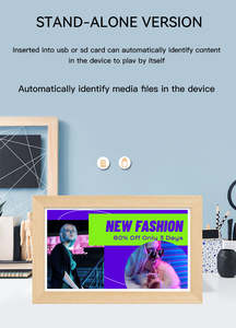 Cadre photo numérique intelligent en bois <span class=keywords><strong>de</strong></span> 21,5 pouces sous Android 14, 1080P, synchronisation automatique Wi-Fi/Cloud, télécommande, calendrier, décoration intérieure, cadeau - Product Image 5