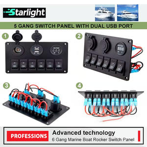Pemutus arus LED, 12V DC <span class=keywords><strong>6</strong></span> <span class=keywords><strong>Gang</strong></span> LED Panel saklar Rocker tahan air untuk RV perahu mobil laut - Product Image 4