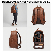 Sac à dos pour appareil photo reflex numérique en cuir végétalien sur mesure, logo personnalisé, sac à dos de photographie durable pour les photographes de voyage, fabricant OEM