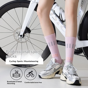 <span class=keywords><strong>Chaussettes</strong></span> <span class=keywords><strong>de</strong></span> cyclisme réfléchissantes à motif géométrique, pour hommes et femmes, tube long, sport, vélo, fitness, compression - Product Image 1