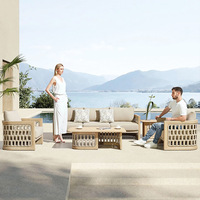 Ensemble de salon de jardin en teck massif de style nordique moderne pour villa, cour, parc, hôtel en plein air, meubles de jardin