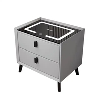 Hanyee 2024 Table de chevet multifonctionnelle simple et intelligente moderne avec charge sans fil Lampe colorée Son de verrouillage d'empreintes digitales