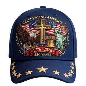 Celebrate America 250 Years Baseball Cap Unisex Cotton Canvas <b>Hat</b> With Cross And Eagle Design For Patriotic Events - Product Image 1