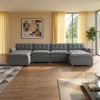 Canapé modulaire moderne en chenille écologique, sectionnel, surdimensionné, à assise profonde, en forme de L, 4 places, confortable, ensemble de canapés nuage, 2 modules mobiles