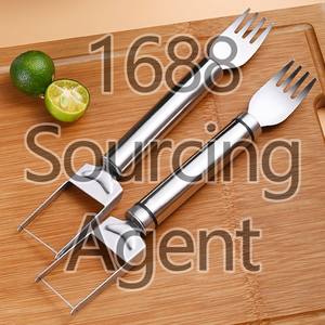 Couteau trancheur à double tête <span class=keywords><strong>en</strong></span> acier inoxydable 2-<span class=keywords><strong>en</strong></span>-1, coupe-fruits et fourchette à pastèque Gadget de <span class=keywords><strong>cuisine</strong></span> domestique - Product Image 5