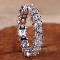 Bague de mariage éternelle en or massif 14k 18k avec diamant de laboratoire CVD HPHT certifié GIA IGI pour femme et homme, taille princesse
