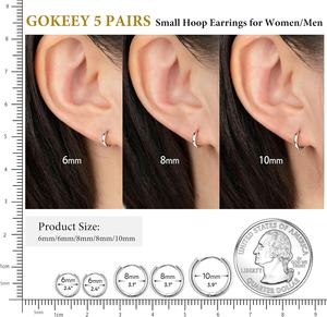 Carino piccolo Huggie Hoop orecchino <span class=keywords><strong>Set</strong></span> 316L <span class=keywords><strong>acciaio</strong></span> inossidabile <span class=keywords><strong>chirurgico</strong></span> oro classico Piercing multiplo regalo - Product Image 2