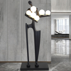 Moderne Minimalistische Abstrakte Menschliche Figur Stehlampe Harz-Skulptur Stehleuchte Glasglobus-Lampenschirm für Hotel Wohnzimmer Dekoration - Product Image 1