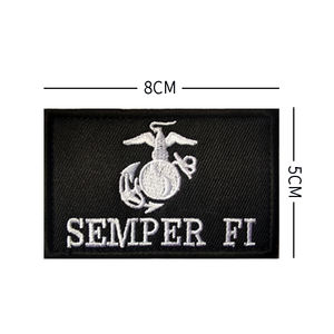 Patch en caoutchouc brodé Semper Fi avec fixation auto-agrippante et thermocollante, badge tactique pour chapeaux - Product Image 3