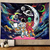 Personnalisé DIY Drôle Espace Astronaute Alien Imprimé Tenture Murale Tapisserie Techniques Tricotées pour Chambre d'Hommes
