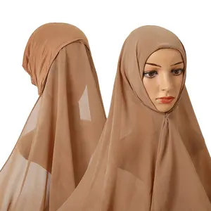 도매 주문 고품질 새로운 머리 스카프 말레이시아 전체 커버 단색 내부 모자 여성 Hijab 이슬람 Hijab 스카프