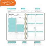 Carnet de planification hebdomadaire A5 personnalisé avec logo, sans date, reliure spirale, journal de suivi des objectifs et des habitudes pour la papeterie de bureau en gros