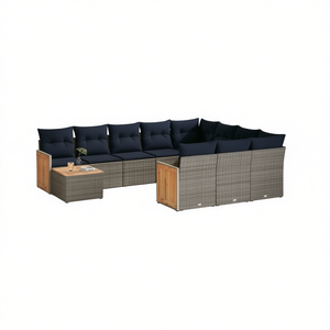 Grey Poly Rattan Garden <b>Sofa</b> <b>Set</b> With Cushions Outdoor Furniture Contemporary Design - Product Image 1