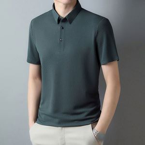 Nouveau <span class=keywords><strong>Polo</strong></span> d'été en Soie Glacée pour Homme, T-shirt Décontracté à Manches Courtes avec Col Jacquard et Infroissable - Product Image 5