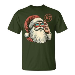 Camiseta navideña retro Cool Santa con diseño de 67 memes, talla unisex para adultos - Product Image 1