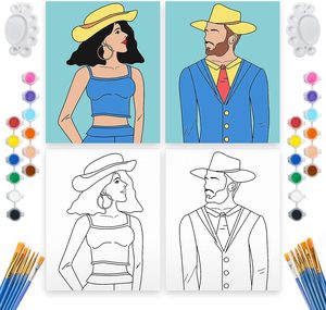 Trước khi rút ra vải cho bức tranh cho người lớn nhâm nhi và sơn Kit cho người lớn của ngày đêm cao bồi các cặp vợ chồng chủ đề Sơn Đảng thiết lập trước vẽ - Product Image 3